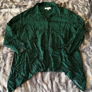 New Directions Black and Green Patterned Top